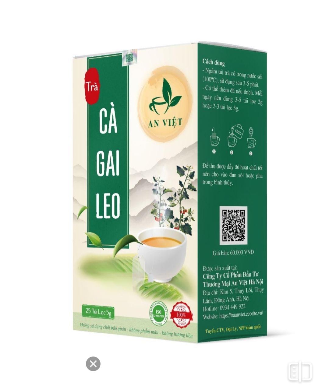 Trà cà gai leo An Việt 25 túi lọc 5gam (tuyển NPP độc quyền tỉnh 0934449922)