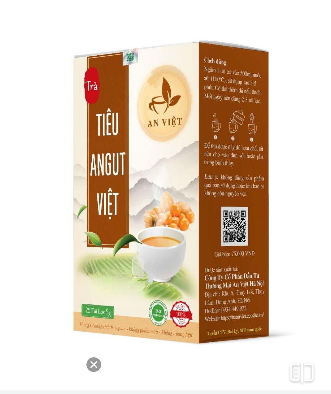 Trà tiêu AnGut Việt 25 túi lọc 5 gam (tuyển NPP độc quyền tỉnh 0934449922)