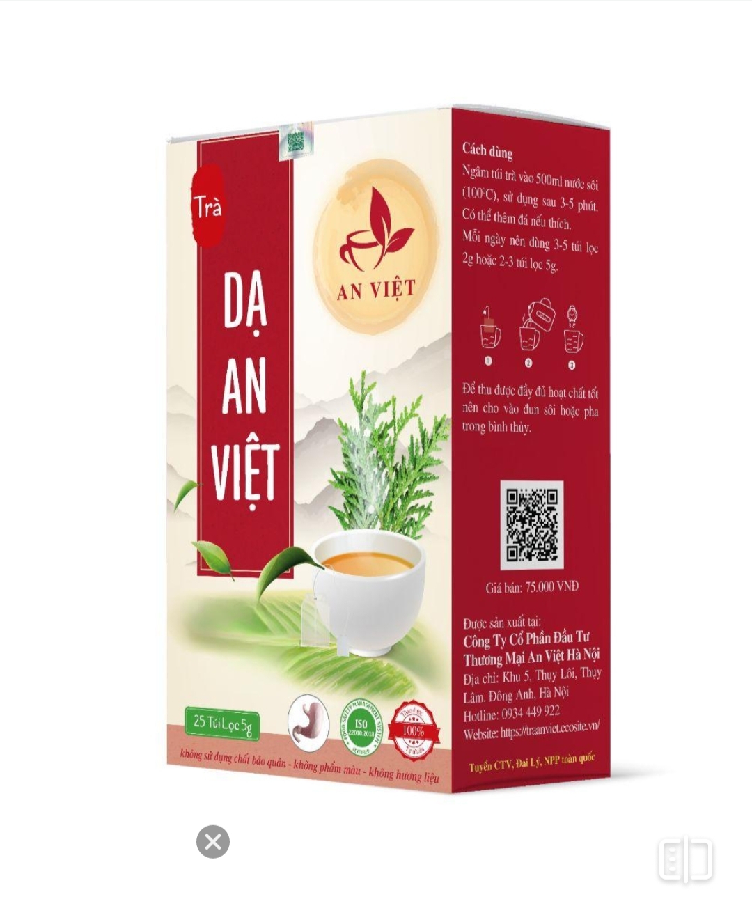 Trà Dạ An Việt 25 túi lọc 5gam (tuyển NPP độc quyền tỉnh 0934449922)